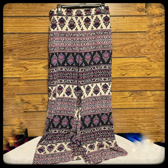 Stoosh Pants - Stoosh palazzo pants size L blue/purple pattern